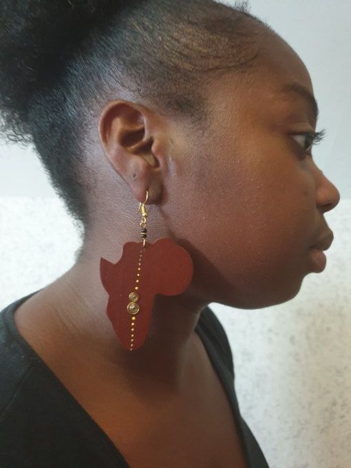 Boucles d'oreilles Africa  Marron